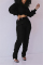 Black Fashion Sexy adult Ma'am Patchwork Solid Two Piece Suits Straight Long Sleeve Two Pieces