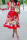 Red Fashion Sexy Regular Sleeve Long Sleeve Turndown Collar Pleated Knee Length Print Dresses