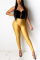 Gold Fashion Casual Skinny Solid Bottoms