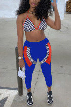 Blue Active Casual Europe and America Ma'am pencil Sports Letter Print Slip Sports