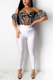 White Fashion Casual Skinny Solid Bottoms