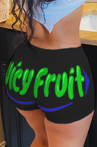 Turquoise Elastic Fly Low Print Straight shorts Bottoms
