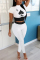 White Fashion Sexy adult Ma'am Print Two Piece Suits pencil Short Sleeve Two Pieces