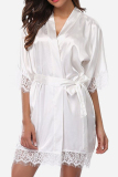 White Sexy Fashion Loose Lace Nightdress