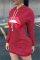 Red Fashion Casual Regular Sleeve Long Sleeve Hooded Collar Printed Dress Mini Lips Printed Dresses