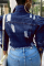 Blue Fashion Street Turndown Collar Long Sleeve Hubble-Bubble Sleeve Solid Coats