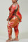 Pink Fashion Casual adult Ma'am O Neck Tie Dye Two Piece Suits Stitching Plus Size
