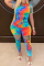 Green Fashion Casual adult O Neck Patchwork Print Hole Tie Dye Burn-out Two Piece Suits Stitching Plus Size