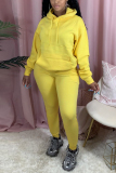 Yellow Fashion Active adult Ma'am Patchwork Solid Two Piece Suits pencil Long Sleeve Two Pieces