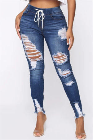 Deep Blue Fashion Casual Regular Solid Jeans