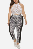 Leopard Fashion Casual Patchwork Leopard Plus Size Trousers