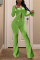 Fluorescent green Elastic Fly Long Sleeve Mid Solid Loose Pants Bottoms