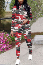 Red Fashion adult Ma'am OL Camouflage Two Piece Suits pencil Long Sleeve Two Pieces