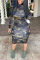 Camouflage Sexy Europe and America OL Long Sleeves O neck Step Skirt Mini Print camouflage Dresses