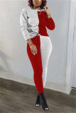 rose red Sexy Patchwork Solid pencil Long Sleeve Two Pieces