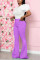 Purple Fashion Casual Boot Cut Solid Trousers