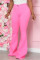Pink Blends Zipper Fly Mid Solid Zippered Boot Cut Pants Bottoms
