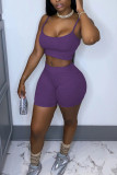 purple Fashion Street Solid Two Piece Suits Straight Sleeveless Two Pieces