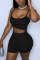 Black Fashion Street Solid Two Piece Suits Straight Sleeveless Two Pieces