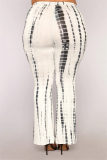 White Fashion Casual Print Plus Size Trousers