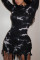 Black Fashion Sexy Regular Sleeve Long Sleeve O Neck Printed Dress Mini Print Dresses