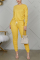 Yellow Fashion Casual Long Sleeve O Neck Regular Sleeve Regular Solid Two Pieces