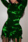 Green Fashion Sexy Regular Sleeve Long Sleeve O Neck Printed Dress Mini Print Dresses