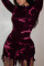 Purple Fashion Sexy Regular Sleeve Long Sleeve O Neck Printed Dress Mini Print Dresses