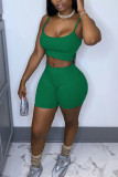Green Fashion Street Solid Two Piece Suits Straight Sleeveless Two Pieces