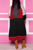 Black Red Fashion Casual Long Sleeve Regular Sleeve Patchwork Coats