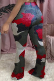 Blue Fashion Casual Regular Camouflage Print Trousers