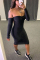 Black Sexy Off The Shoulder Sleeveless Strapless Strapless Dress Knee Length Solid Dresses