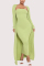 Green Fashion Long Sleeve Strapless Regular Sleeve X Long Solid Two Pieces