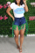 Green Tassel Design Distressed Denim