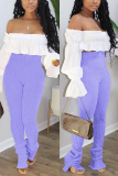 Purple Fashion Casual Skinny Solid Trousers