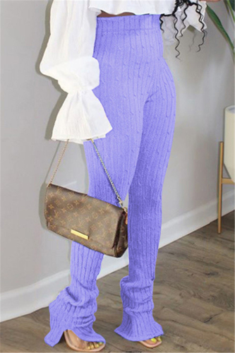 Purple Fashion Casual Skinny Solid Trousers