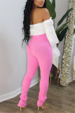 Pink Fashion Casual Skinny Solid Trousers