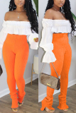 Orange Fashion Casual Skinny Solid Trousers
