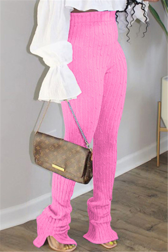 Pink Fashion Casual Skinny Solid Trousers