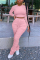 Pink Fashion adult Ma'am Street Solid Draped Two Piece Suits pencil Long Sleeve Two Pieces