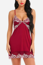 Red Sexy Fashion Suspender Lace Nightdress