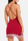 Red Sexy Fashion Suspender Lace Nightdress