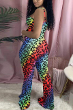 Multi-color Sexy Print Sleeveless Slip Jumpsuits