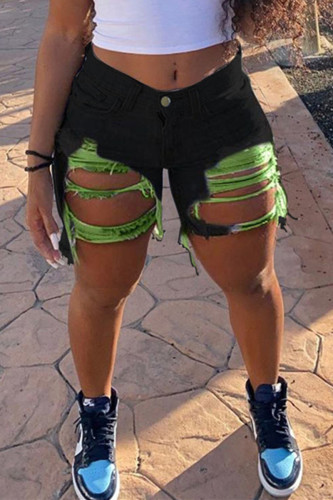 Green Broken Holes Denim