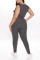 Gray Casual Sportswear O Neck Sleeveless Tank Solid Plus Size Set