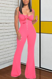 Yellow Fashion Sexy adult Ma'am Solid Two Piece Suits Loose Sleeveless Two Pieces
