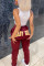 Wine Red Fashion Casual Regular Letter Print Trousers