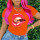 Orange Fashion Casual O Neck Short Sleeve Regular Sleeve Regular Lips Printed Tops