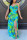 Green Polyester Sexy Spaghetti Strap Sleeveless Slip Swagger Floor-Length Print Dresses