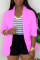 Pink Notched Solid Pure Long Sleeve Outerwear